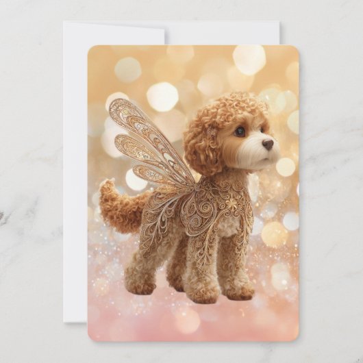 Invitation Cavapoo Cavoodle Ange Fée Anniversaire (Devant)
