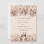 Invitation Cave à vin de pêche crème réception de mariage de (Devant)