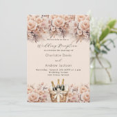 Invitation Cave à vin de pêche crème réception de mariage de (Debout devant)