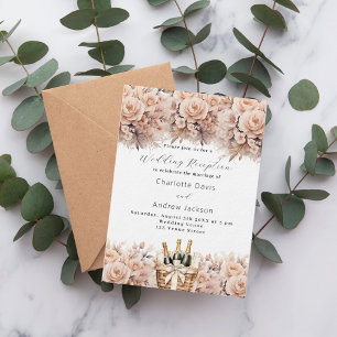 Invitation Cave à vin rose crème réception de mariage de luxe