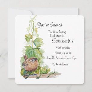 Invitation Cave à vin Wren Bird Vineyard Anniversaire de dégu