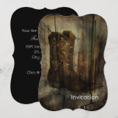 Invitation Cave d'homme en détresse Botte de cowboy de pays o (Devant / Derrière)