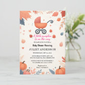 Invitation Ce Baby shower d'automne de la ferme rose bleu Boh (Debout devant)