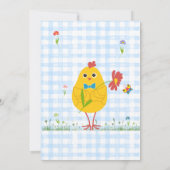 Invitation Ce Chick Rooster Poulet ferme Blue Boy Anniversair (Dos)