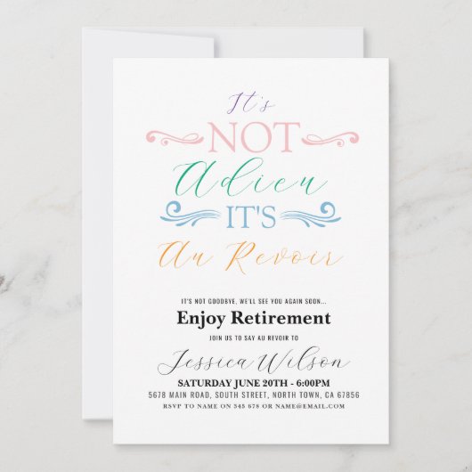 Invitation Ce n'est pas Adieu, c'est le parti de la retraite  (Devant)