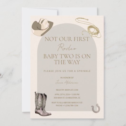 Invitation Ce n'est pas notre/son premier rodéo Bébé Invitati (Devant)