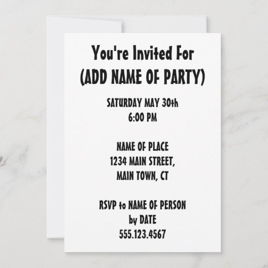 Invitation Ce n'est pas une partie jusqu'à l'invitation drôle (Dos)