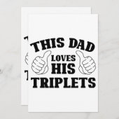 Invitation Ce papa aime ses triplets - Cadeau pour papa avec (Devant / Derrière)