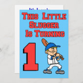 Invitation Ce Petit Brouillard Tourne 1 Thème De Baseball (Devant / Derrière)