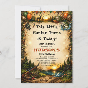 Invitation Ce petit chasseur fête ses 10 ans Camo Anniversair