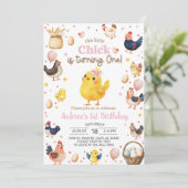 Invitation Ce petit poussin tourne une fille 1er anniversaire (Debout devant)