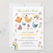 Invitation Ce poussin fête son premier anniversaire de printe (Devant)