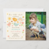 Invitation Ce Poussin Tourne Une Ferme 1Er Anniversaire Photo (Devant)