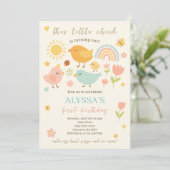 Invitation Ce Poussin Tourne Une Ferme De Printemps 1Er Anniv (Debout devant)