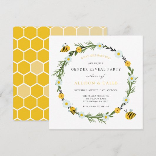 Invitation Ce que le bébé Bee Genre révélera (Devant / Derrière)