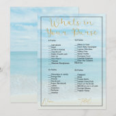 Invitation Ce qu'il y a dans votre sac plage & Fête des marié (Devant / Derrière)