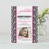Invitation Cébra Print Graduation Announcement (fuchsia) (Debout devant)