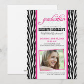 Invitation Cébra Print Graduation Announcement (fuchsia) (Devant / Derrière)
