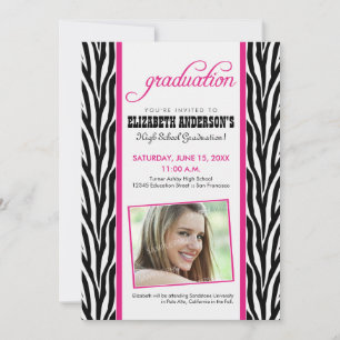 Invitation Cébra Print Graduation Announcement (fuchsia)