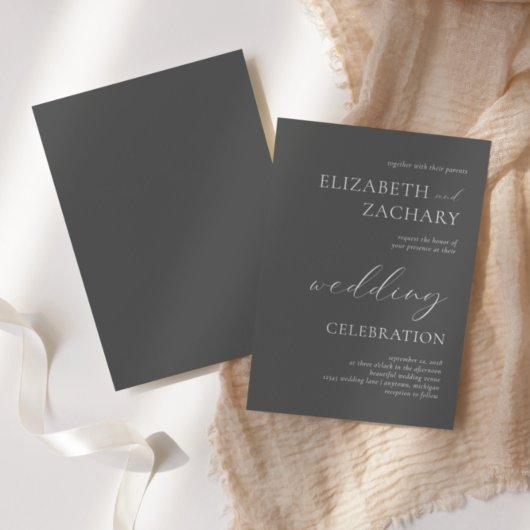 Invitation Cébration de Charcoal Gray White