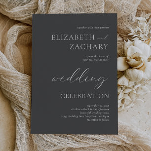 Invitation Cébration de Charcoal Gray White