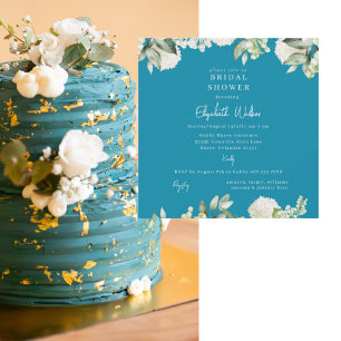 Invitation Céladon Blanc Hydrangea Carré pour Baby Shower de