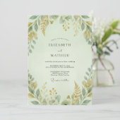 Invitation Céladon Feuillage Ocbre Eucalyptus Mariage (Debout devant)