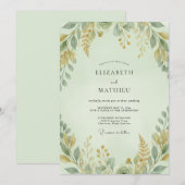 Invitation Céladon Feuillage Ocbre Eucalyptus Mariage (Devant / Derrière)