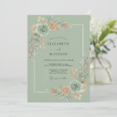 Invitation Céladon Fleur d'eau Mariage (Debout devant)