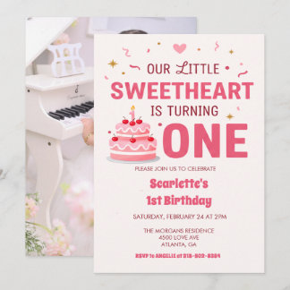Invitation Celebrate Little Sweetheart Turning one Photo Cake