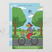 Invitation Celebrate Milestone 10th Birthday | Pedal On Over! (Devant / Derrière)