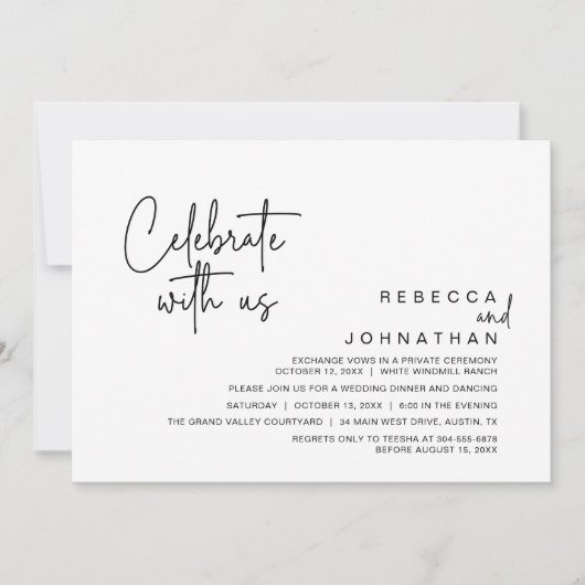 Invitation Celebrate with us, Modern Boho Wedding Reception (Devant)