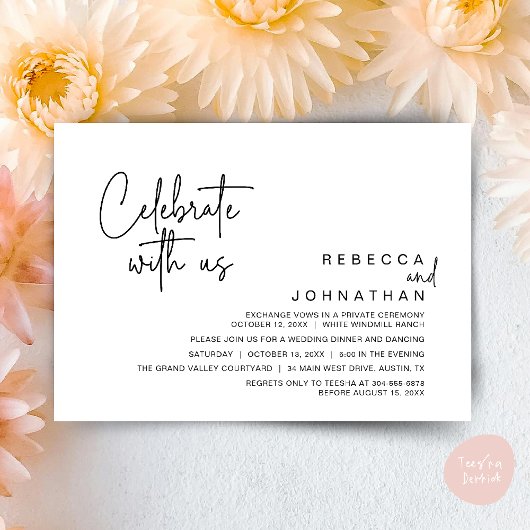 Invitation Celebrate with us, Modern Boho Wedding Reception