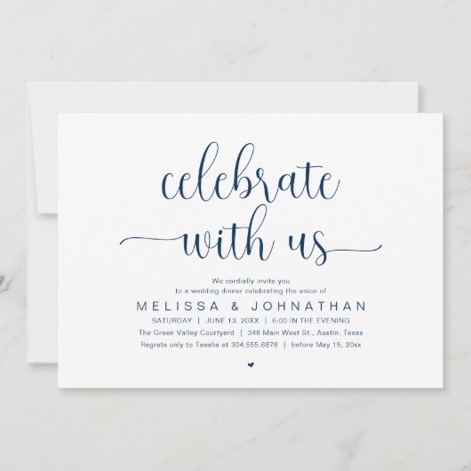 Invitation Celebrate With Us Modern Minimalist Wedding Dinner (Devant)