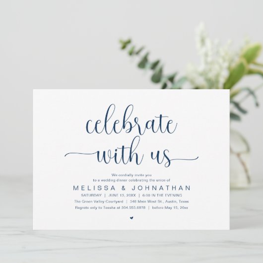 Invitation Celebrate With Us Modern Minimalist Wedding Dinner (Debout devant)