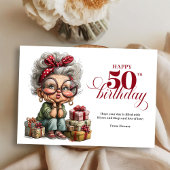 Invitation Celebrating 50 funny lady birthday greeting card