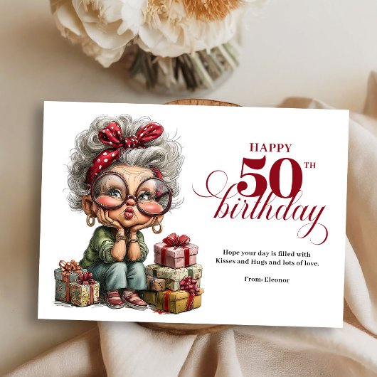 Invitation Celebrating 50 funny lady birthday greeting card