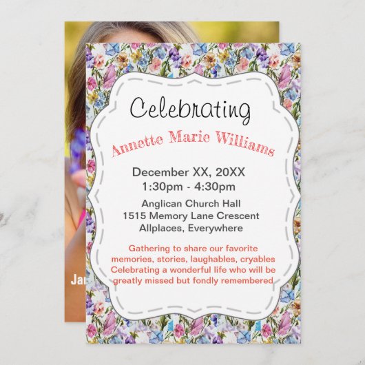 Invitation Célébration (Devant / Derrière)