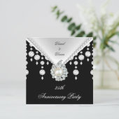 Invitation Célébration 25 ans Argent Noir Perle Blanche 2 (Debout devant)