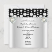 Invitation Célébration 25 ans Argent Noir Perle Blanche 2 (Dos)