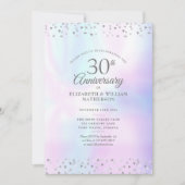 Invitation Célébration 30 ans Photo Perles Cœurs Confettis (Devant)