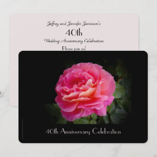 Invitation Célébration 40e Anniversaire Rose Rose