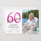 Invitation Célébration 60 ans Minimal Rose 60e Anniversaire (Devant)