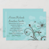 Invitation Célébration Abstraite des Mariages Brown et bleus (Devant / Derrière)