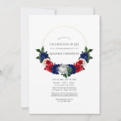 Invitation Célébration américaine de la vie rouge blanc et bl (Devant)