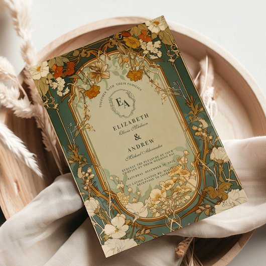 Invitation Célébration Art Nouveau Floral Mariage