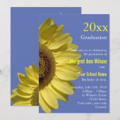 Invitation Célébration avec tournesols, remise de diplômes. (Devant / Derrière)