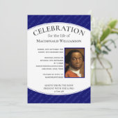 Invitation CÉLÉBRATION Bleue DE LA VIE Photo Funérailles comm (Debout devant)