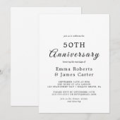 Invitation Célébration calligraphique délicate du 50e anniver (Devant / Derrière)