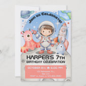 Invitation Célébration céleste : astronaute bleu clair (Devant)